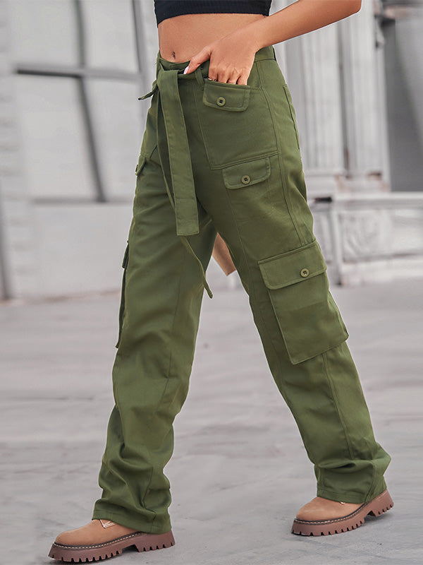 Women's Casual Denim Multi-Pocket Cargo Pants-MODAUTLET