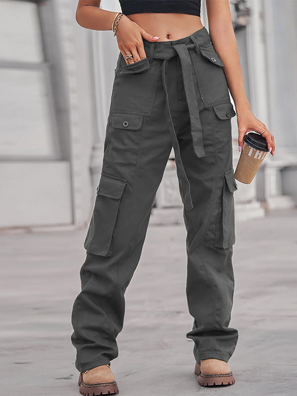 Women's Casual Denim Multi-Pocket Cargo Pants-MODAUTLET