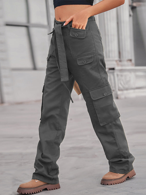 Women's Casual Denim Multi-Pocket Cargo Pants-MODAUTLET