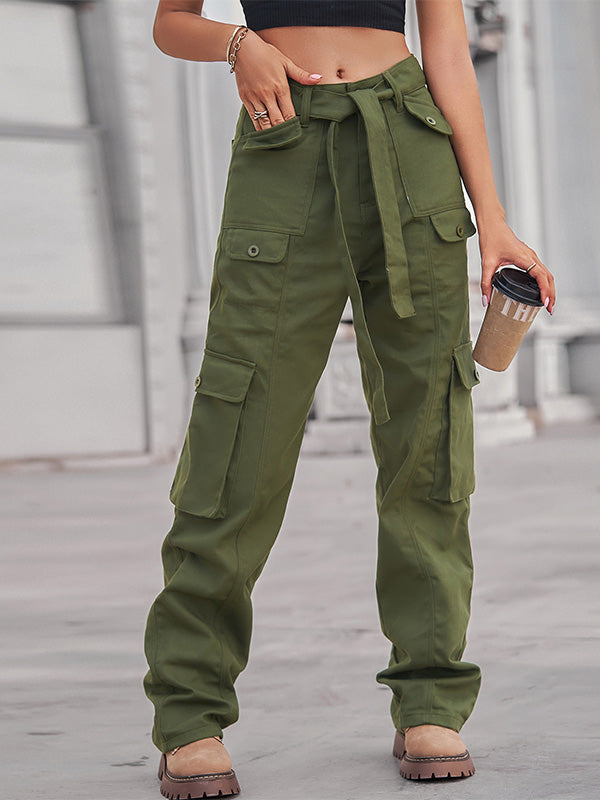Women's Casual Denim Multi-Pocket Cargo Pants-MODAUTLET