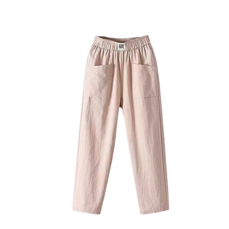 Women's Casual Linen Blend Pants with Elastic Waistband