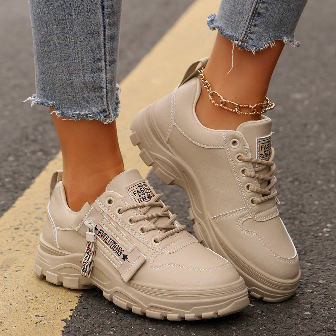 Women's Casual Thick-Soled Sneakers Cream white