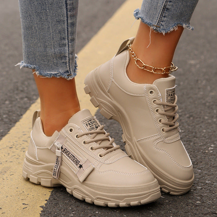 Women's Casual Thick-Soled Sneakers Cream white