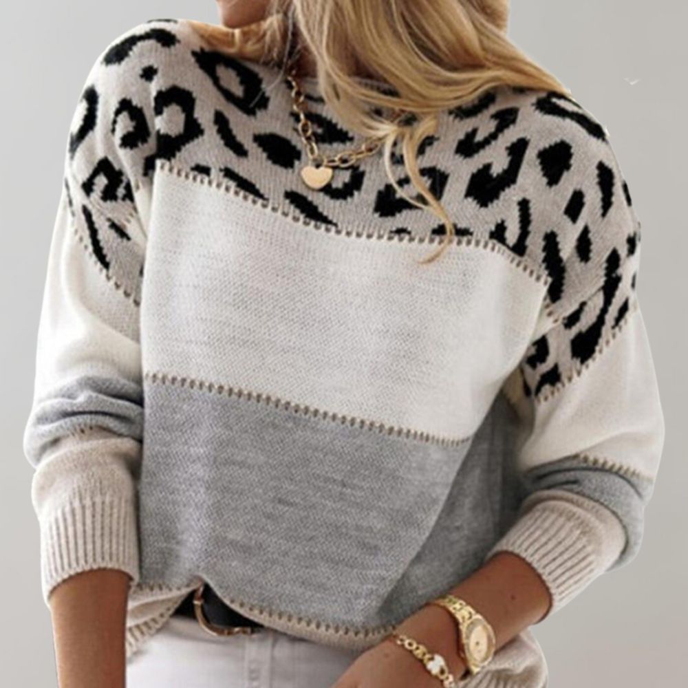 Women's Classic Comfort Leopard Sweater-MODAUTLET