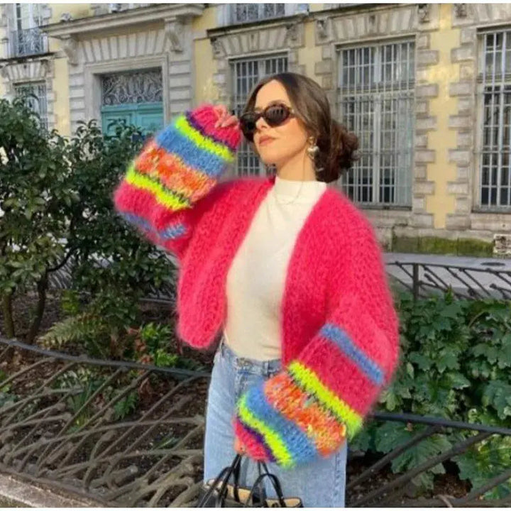 Women's Colorful Cardigan – Soft, Warm, and Stylish Red