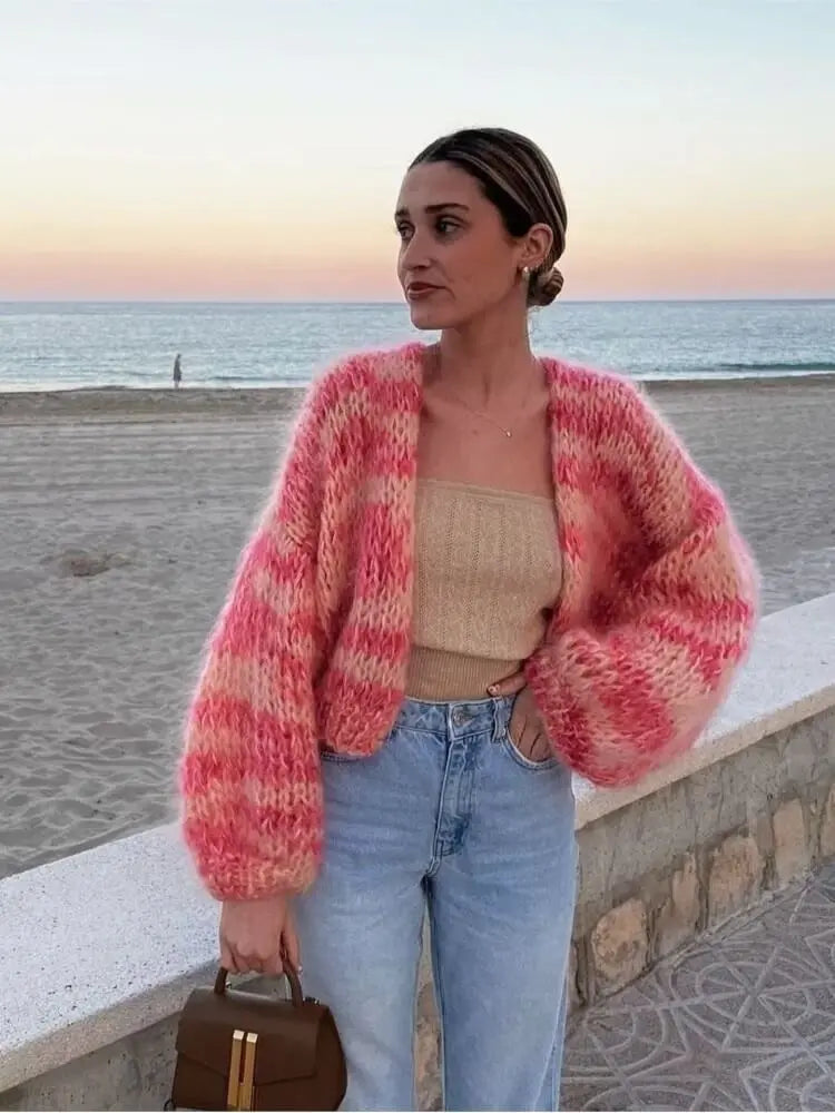 Women's Colorful Cardigan – Soft, Warm, and Stylish Pink
