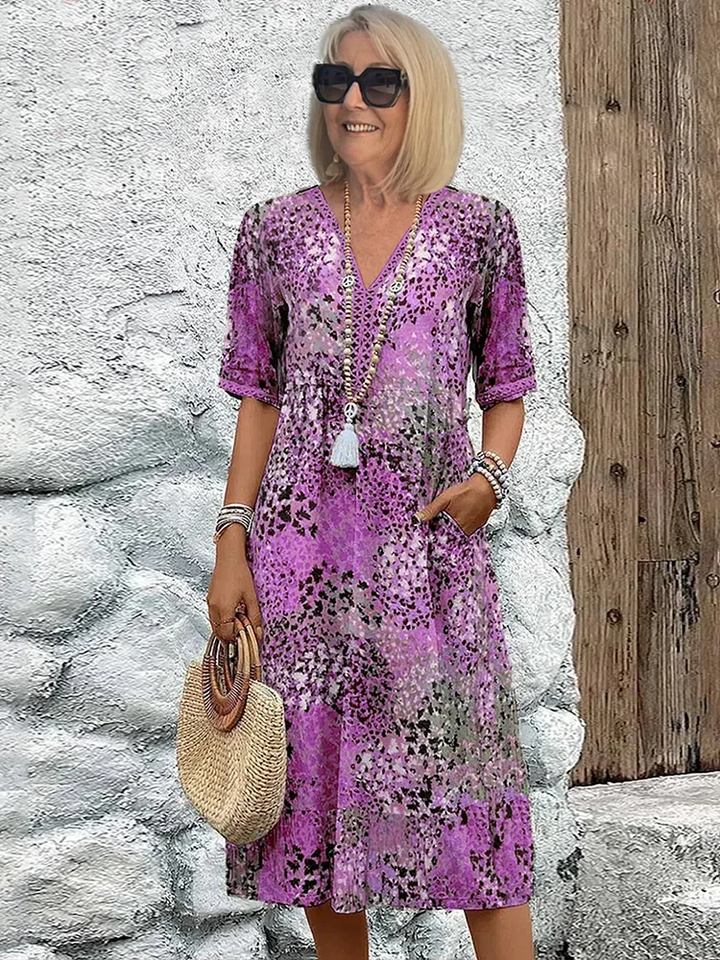 Women's Colorful Midi Dress Lavender Purple