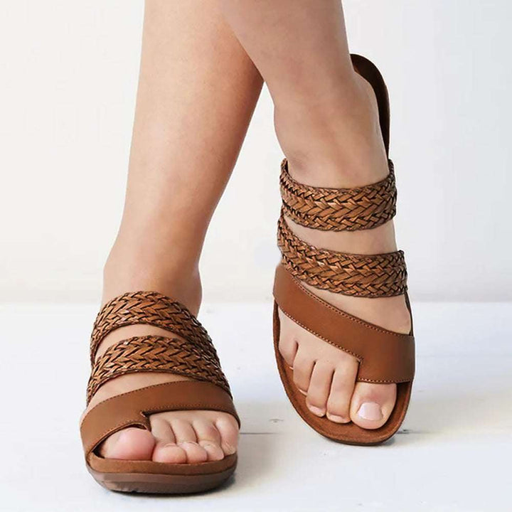 Women's Comfort Orthopedic Braided Summer Sandals Coffee 35