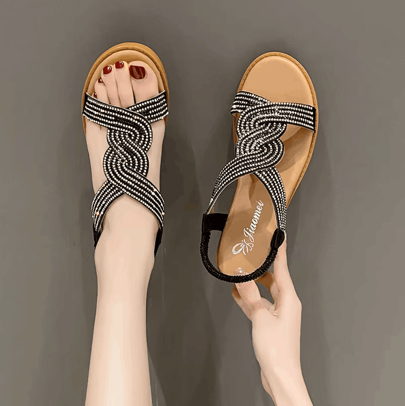 Women's Comfortable Leather Slip-On Flat Sandals
