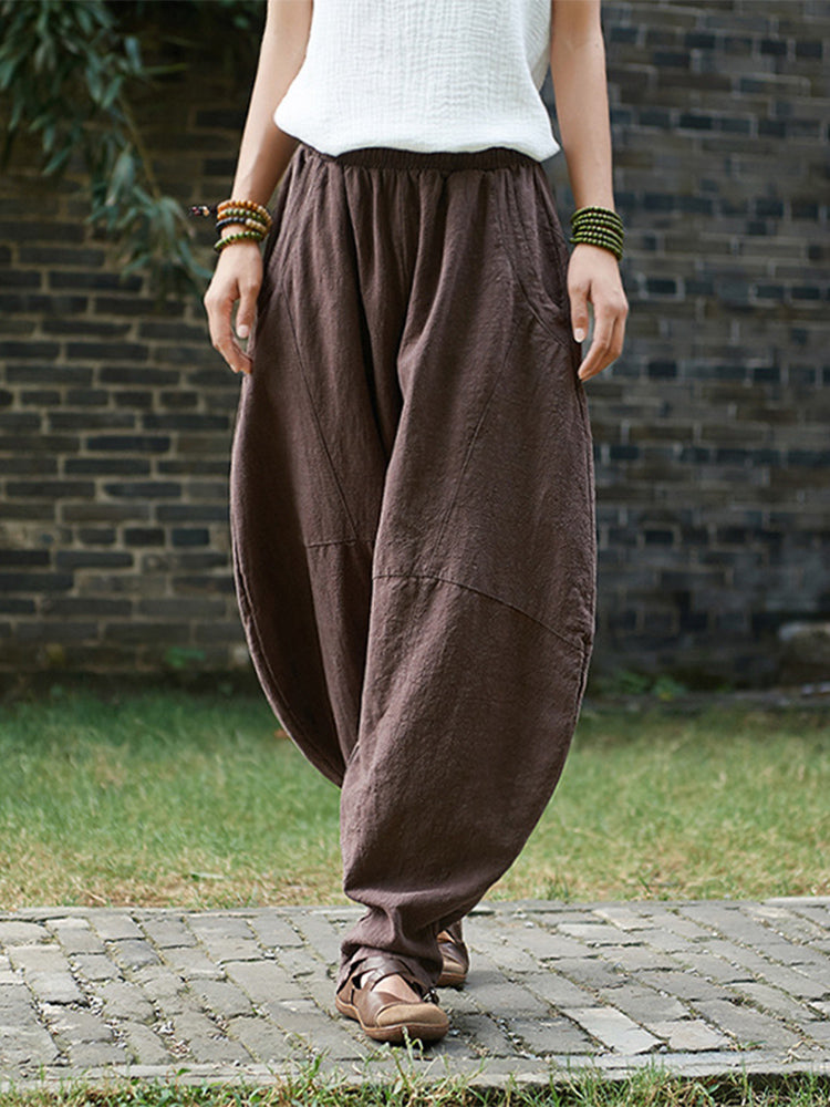 Women's Cotton Linen Casual Long Pants-MODAUTLET