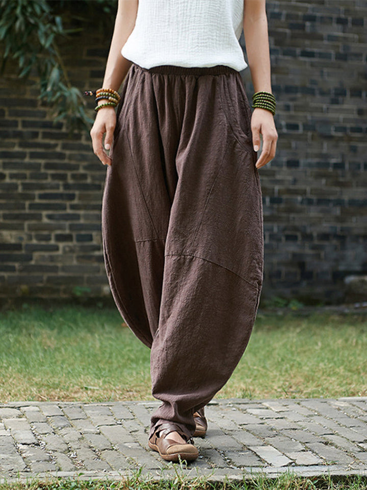 Women's Cotton Linen Casual Long Pants-MODAUTLET
