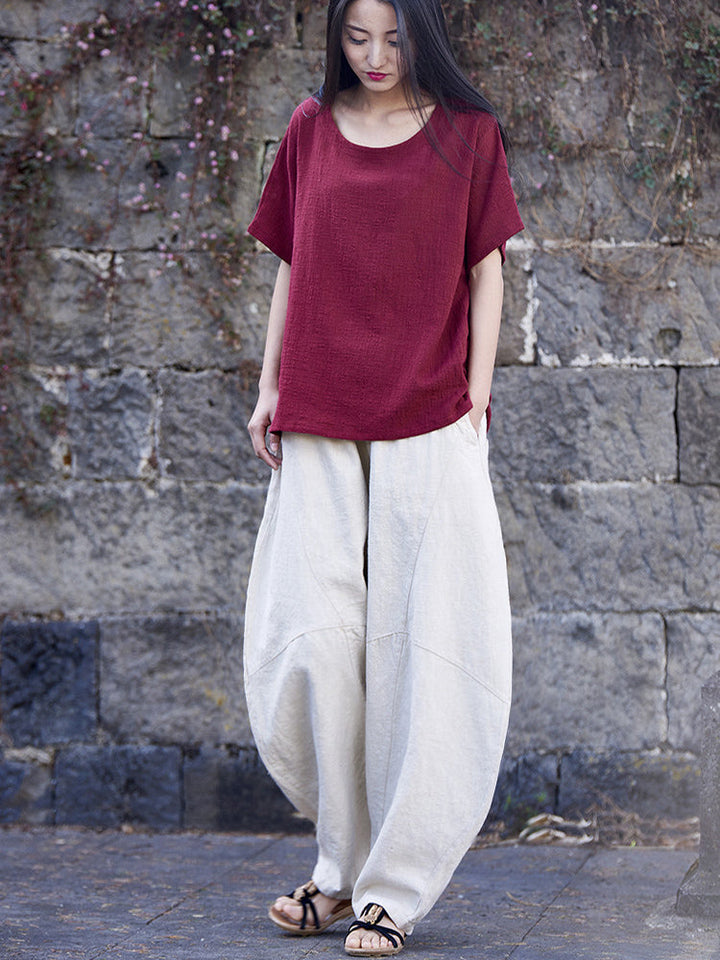 Women's Cotton Linen Casual Long Pants-MODAUTLET
