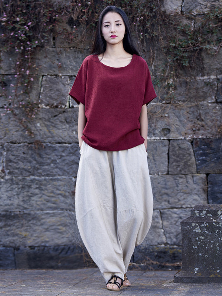 Women's Cotton Linen Casual Long Pants-MODAUTLET