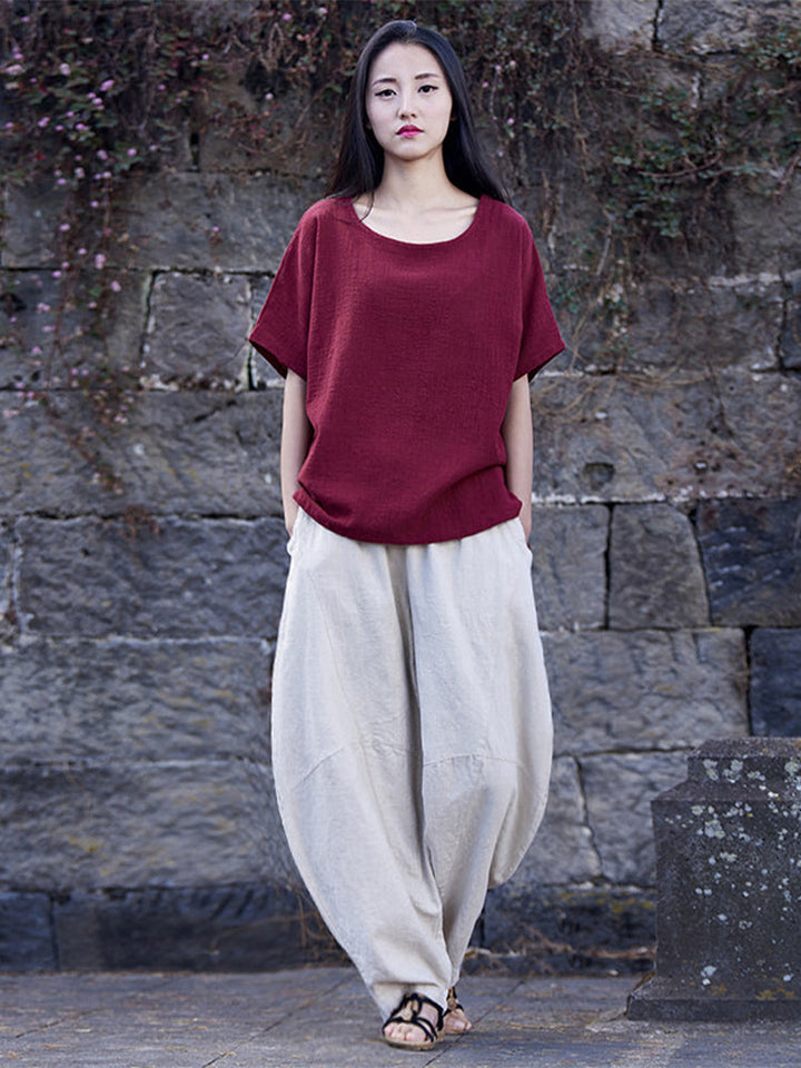 Women's Cotton Linen Casual Long Pants-MODAUTLET