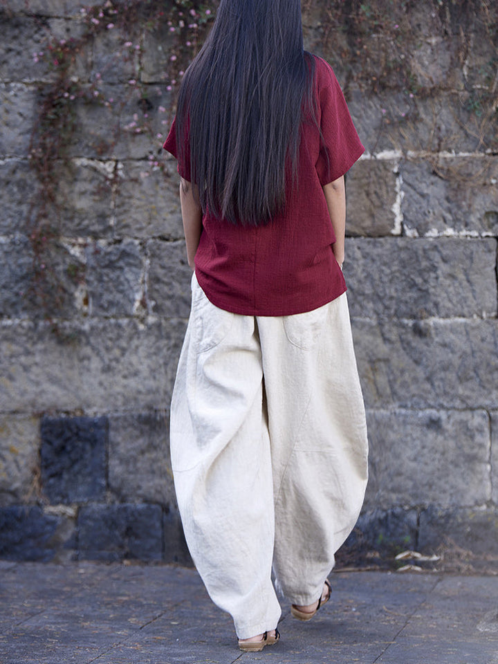 Women's Cotton Linen Casual Long Pants-MODAUTLET
