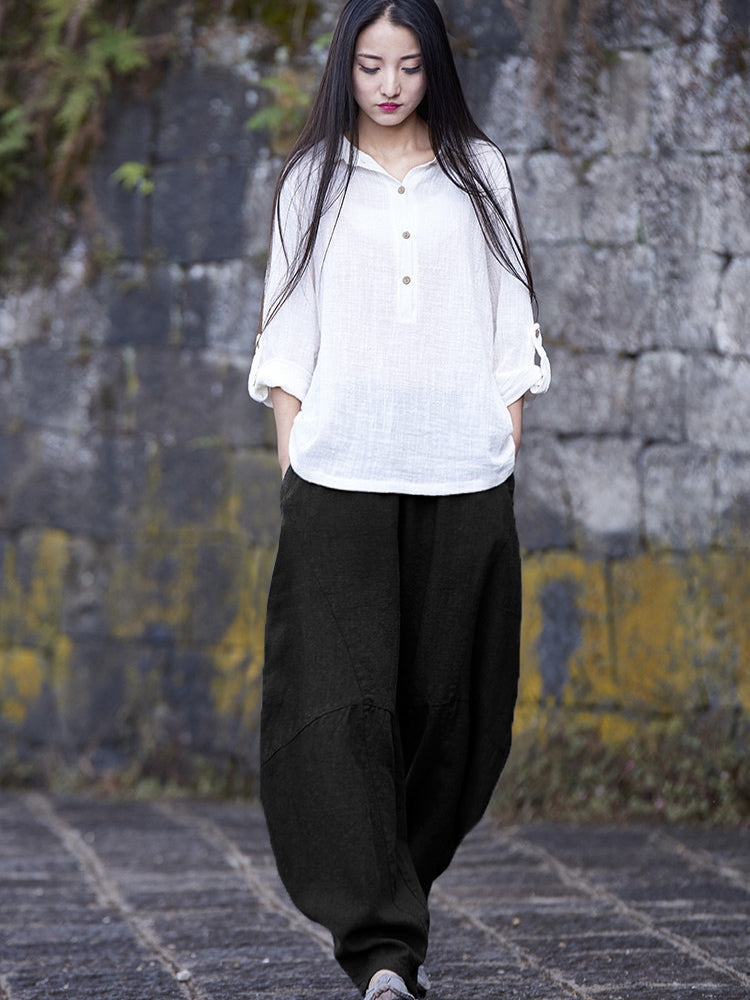Women's Cotton Linen Casual Long Pants-MODAUTLET