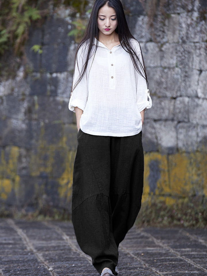 Women's Cotton Linen Casual Long Pants-MODAUTLET