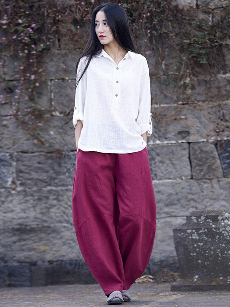 Women's Cotton Linen Casual Long Pants-MODAUTLET