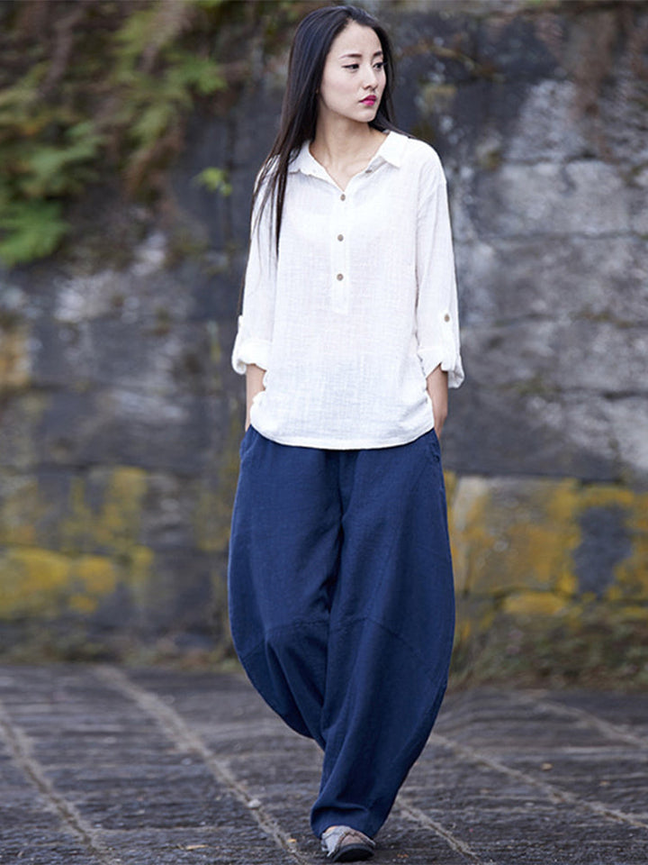 Women's Cotton Linen Casual Long Pants-MODAUTLET