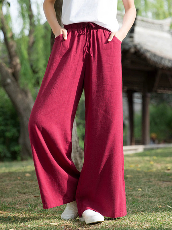 Women's Cotton Linen Wide Leg Trousers for Comfort and Style-MODAUTLET