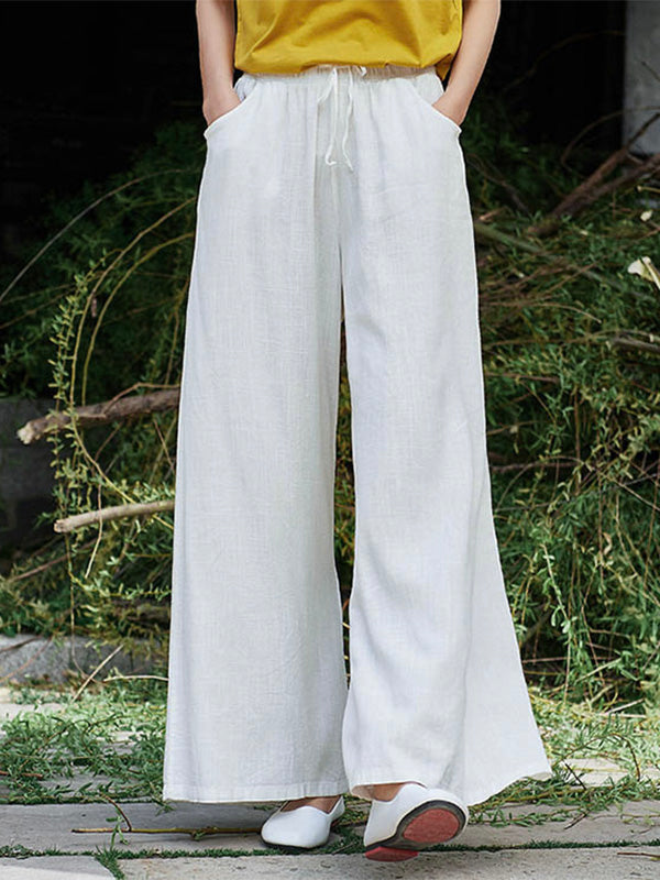 Women's Cotton Linen Wide Leg Trousers for Comfort and Style-MODAUTLET