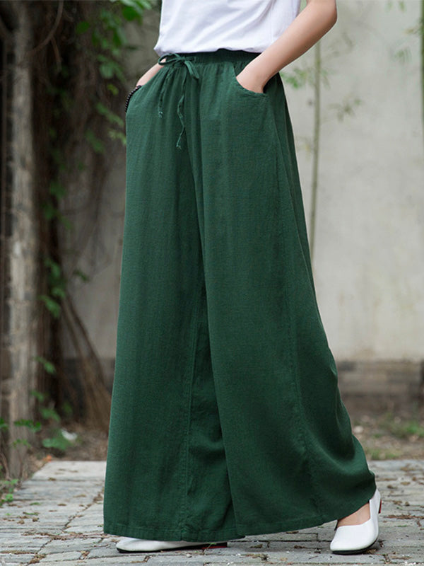 Women's Cotton Linen Wide Leg Trousers for Comfort and Style-MODAUTLET