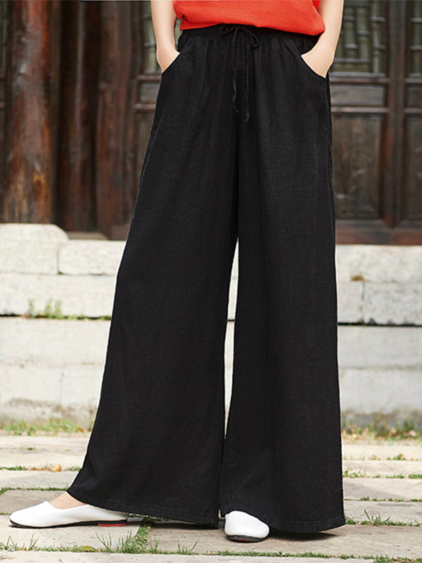 Women's Cotton Linen Wide Leg Trousers for Comfort and Style-MODAUTLET