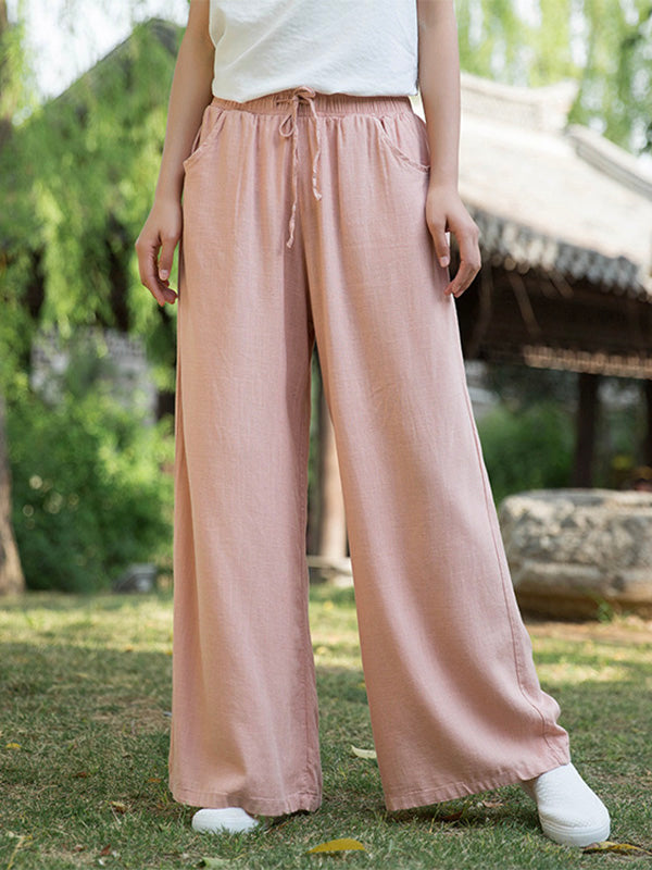 Women's Cotton Linen Wide Leg Trousers for Comfort and Style-MODAUTLET