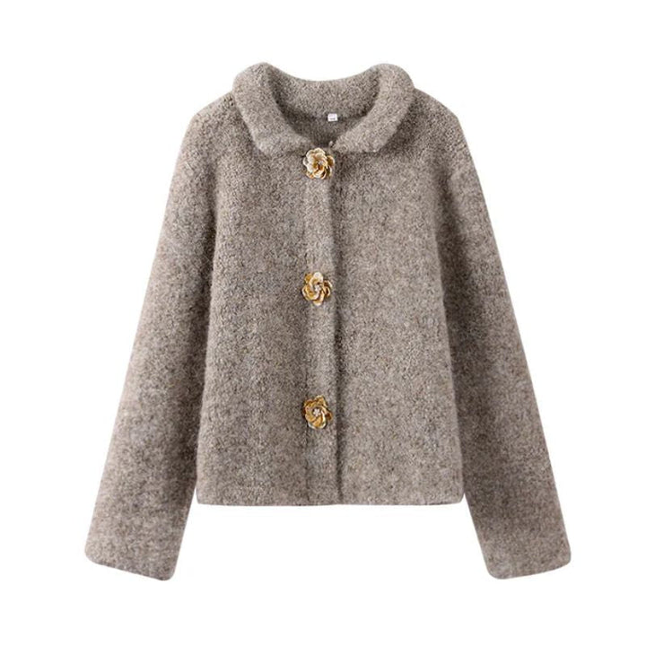 Women's Cozy Cropped Collared Cardigan – Stylish Comfort Gray