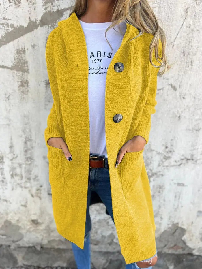 Women's Cozy Long Cardigan – Elegant Layering Essential Yellow