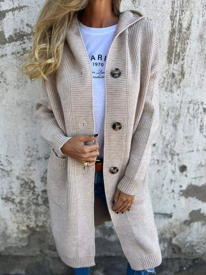 Women's Cozy Long Cardigan – Elegant Layering Essential Beige