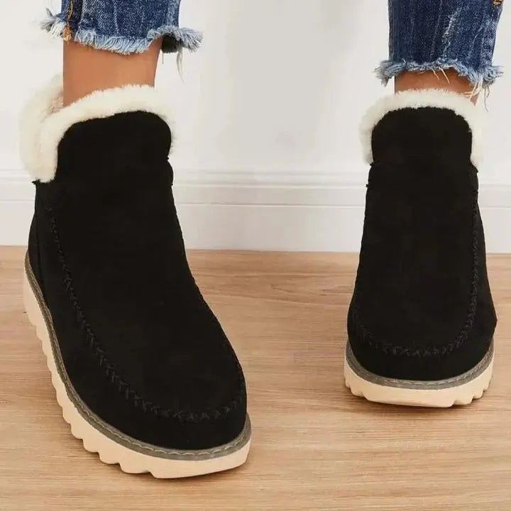 Women's Cozy Retro Thick-Soled Snow Boots – Stylish Comfort Black