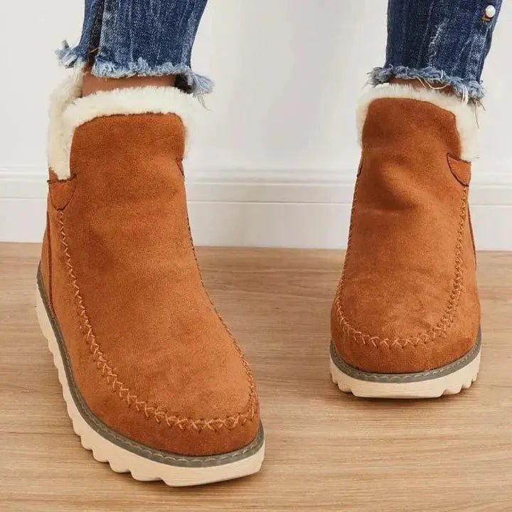 Women's Cozy Retro Thick-Soled Snow Boots – Stylish Comfort Brown
