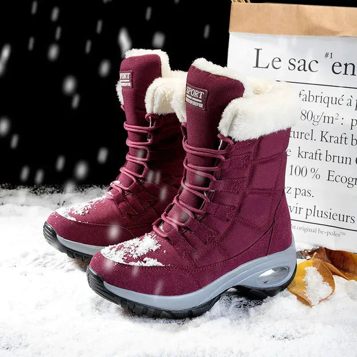 Women's Cozy & Stylish Mid-Calf Waterproof Snow Boots Red