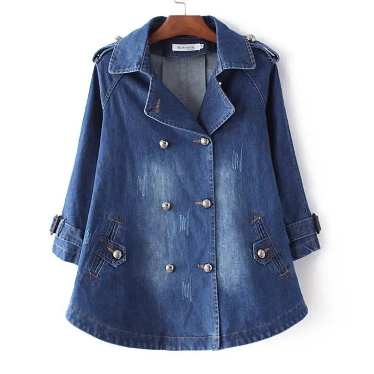 Women's Denim Cape Jacket with Collar Deep Indigo
