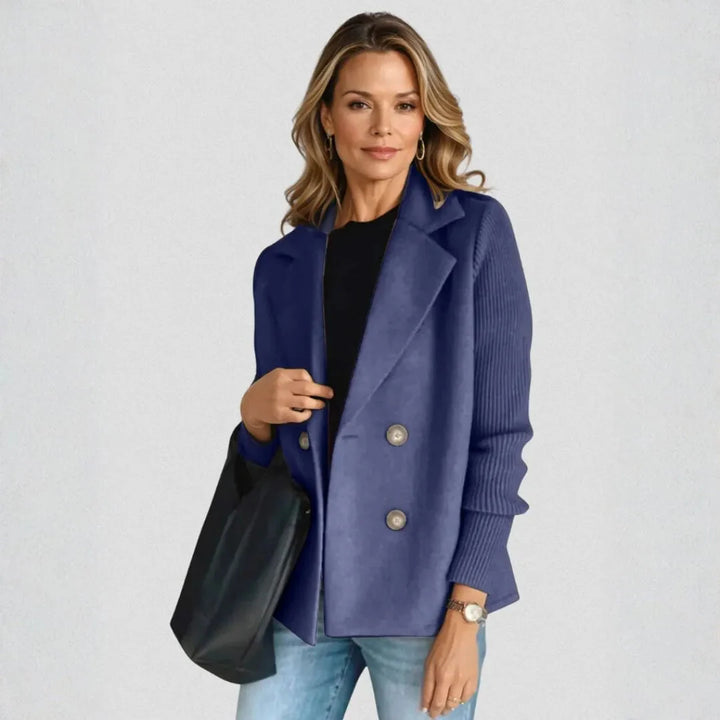 Women’s Double-Breasted Sweater Blazer-MODAUTLET