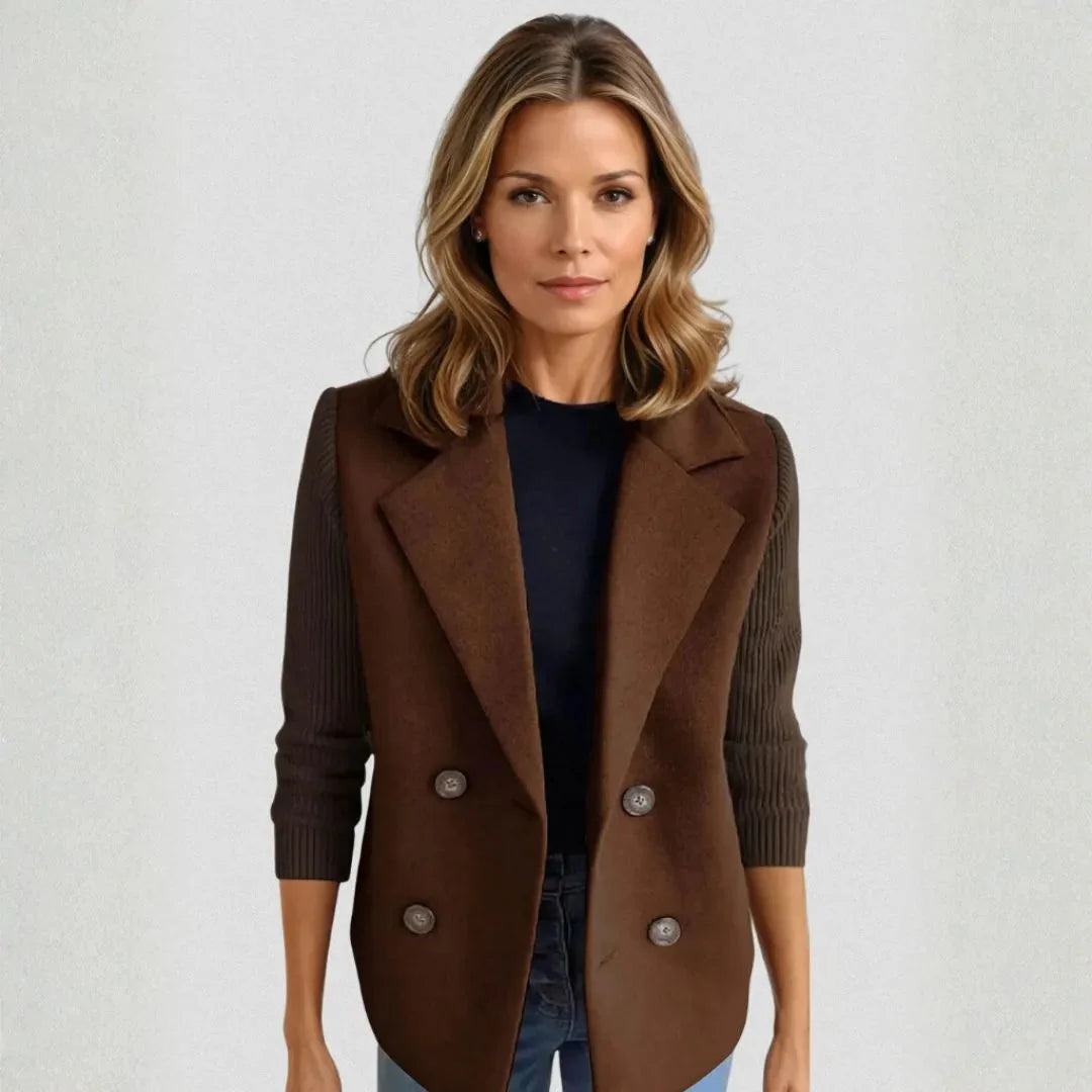 Women’s Double-Breasted Sweater Blazer-MODAUTLET
