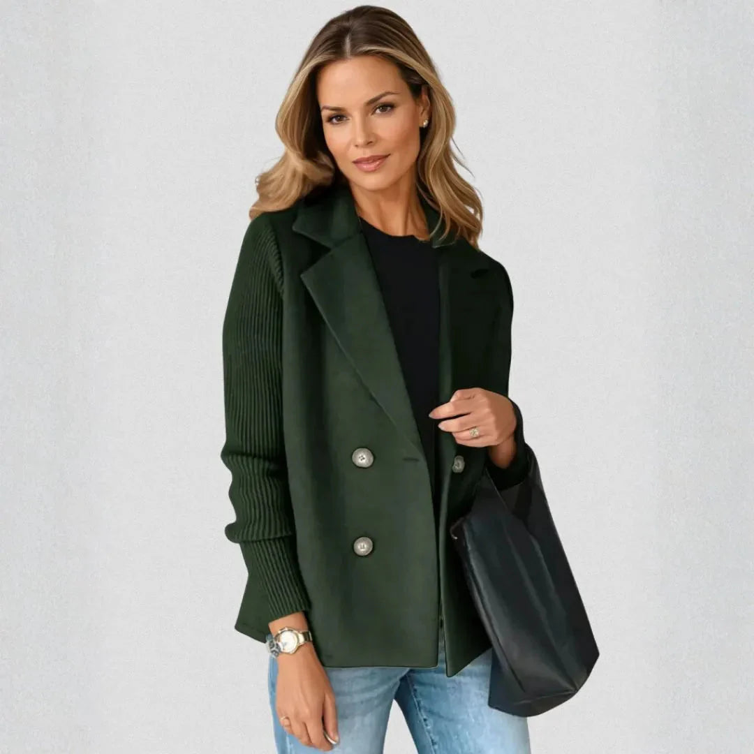 Women’s Double-Breasted Sweater Blazer-MODAUTLET