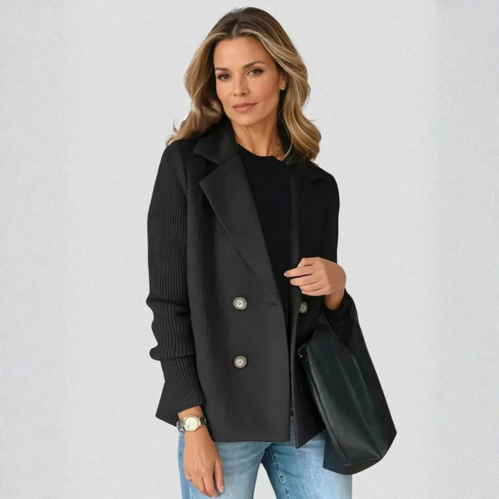 Women’s Double-Breasted Sweater Blazer-MODAUTLET
