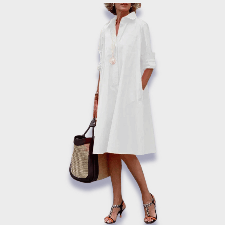 Women's Elegant Midi Polo Dress White