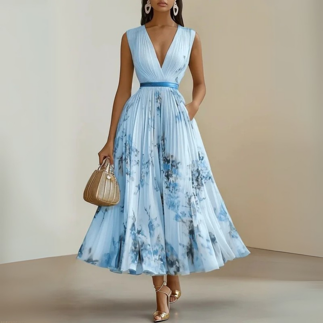 Women's Flowy Sleeveless Summer Maxi Dress Blue