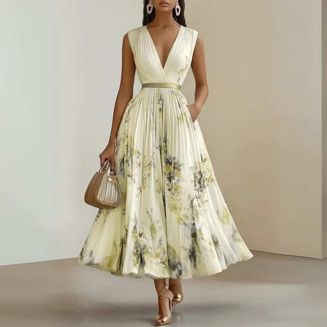 Women's Flowy Sleeveless Summer Maxi Dress Yellow