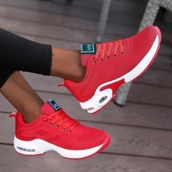 Women's Foot-Supportive Trainers in Unique Colors Red