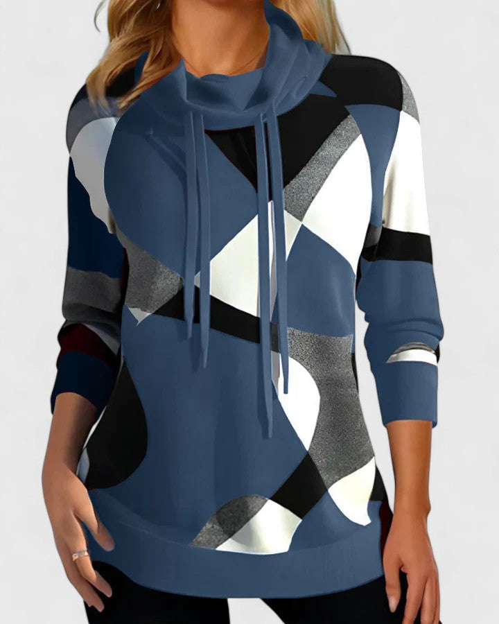 Womens Geometric Block Cowl Sweater-MODAUTLET
