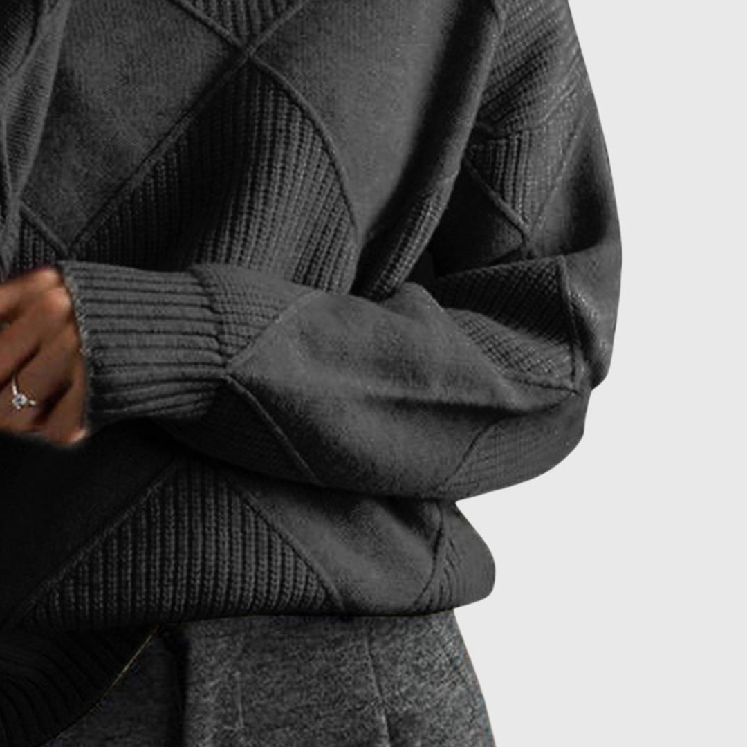 Womens Geometric Turtleneck Sweater-MODAUTLET