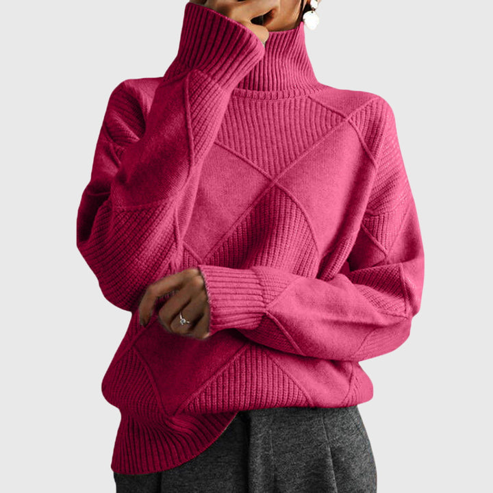 Womens Geometric Turtleneck Sweater-MODAUTLET