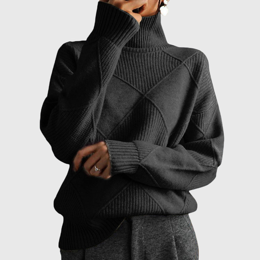 Womens Geometric Turtleneck Sweater-MODAUTLET