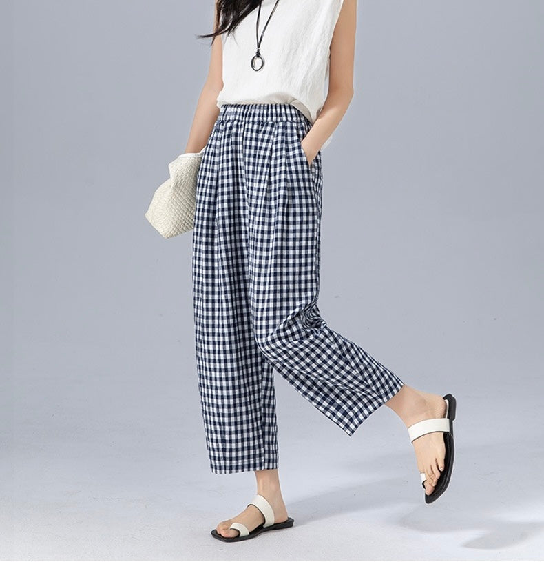 Women's Gingham Casual Trousers