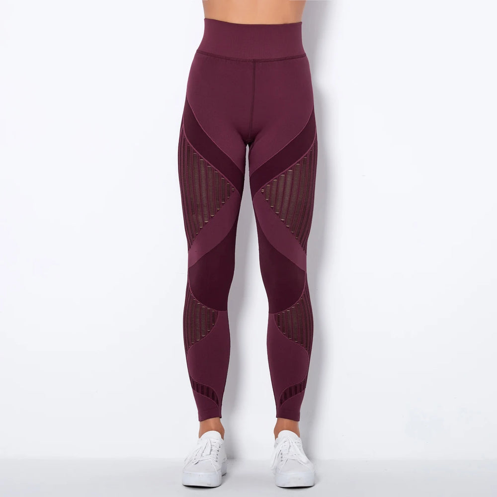 Women's High Waist Hollow Seamless Fitness Leggings for Gym & Yoga