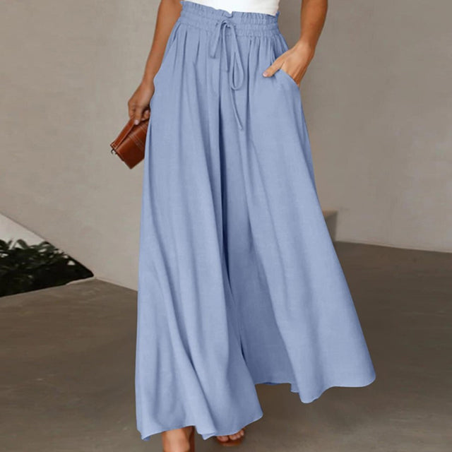 Women's High-Waisted Wide Leg Flow Pants Blue